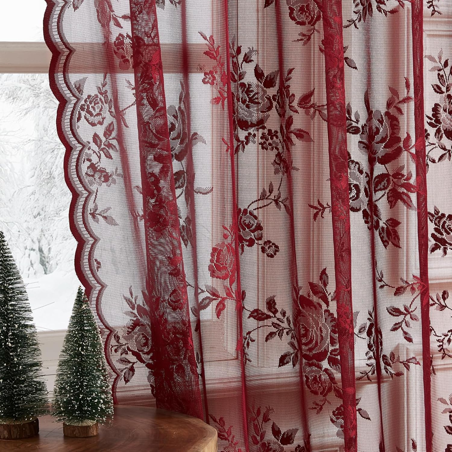 1 PC Burgundy Lace Curtains 45 - Tablet Accessories Aesthetic review and price