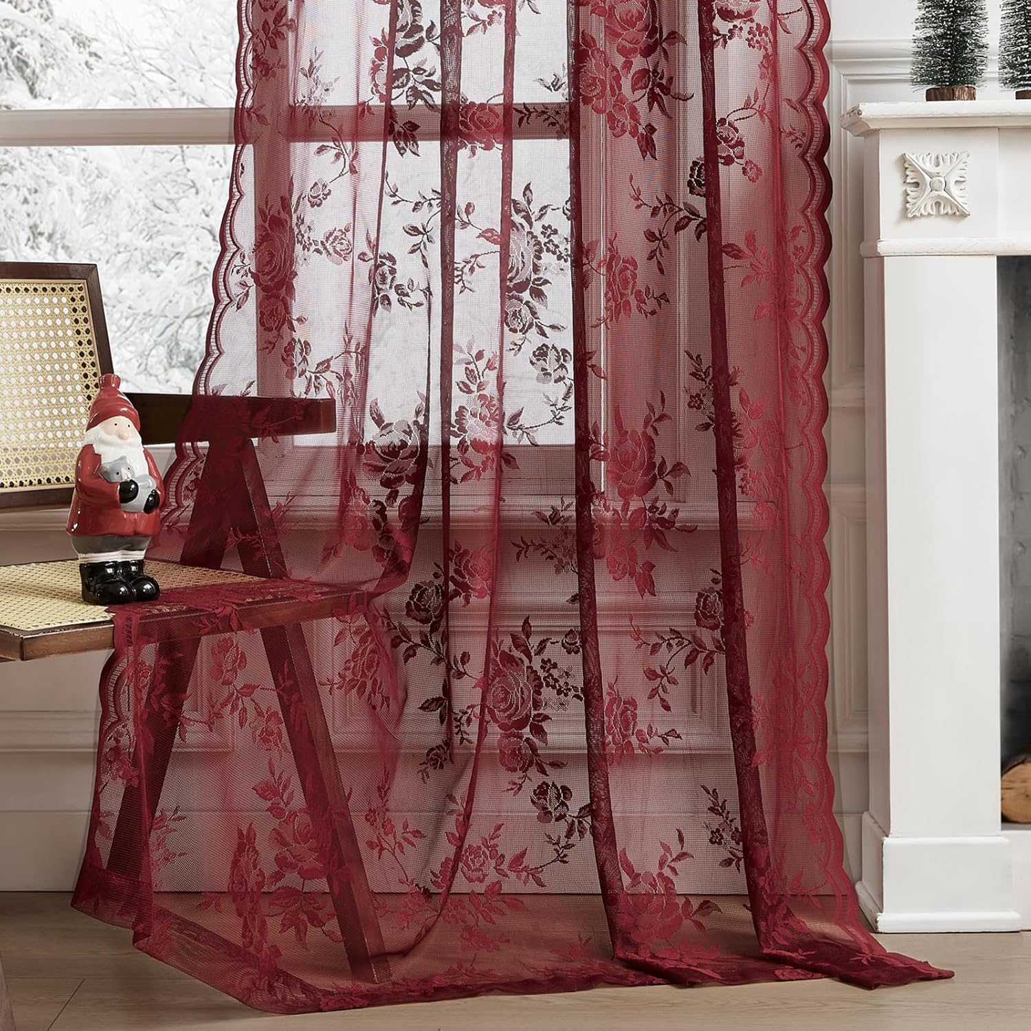1 PC Burgundy Lace Curtains 45 - Tablet Accessories Aesthetic review and price